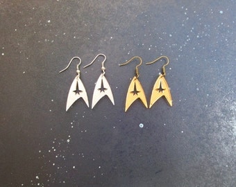 Star Trek Enterprise Starfleet Command Insignia Logo Earrings in Gold OR Silver Hypoallergenic Option