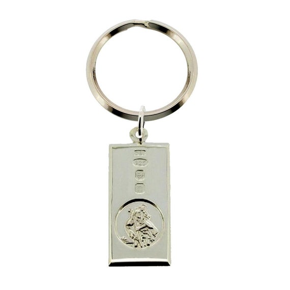 Sterling Silver St Christopher Ingot Hallmarked Key Ring Key