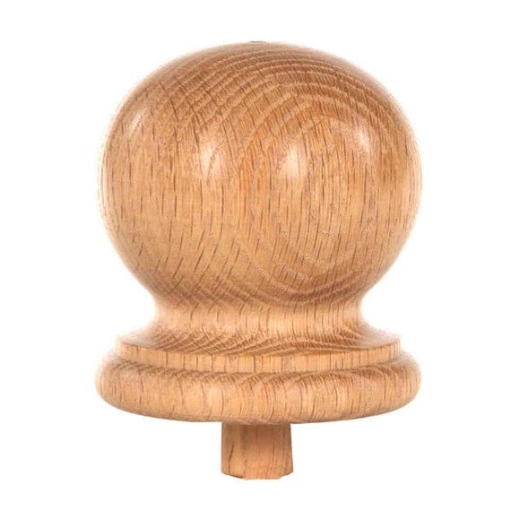 Round Staircase Finial Newel Post Cap FN0103 Red Oak Wood