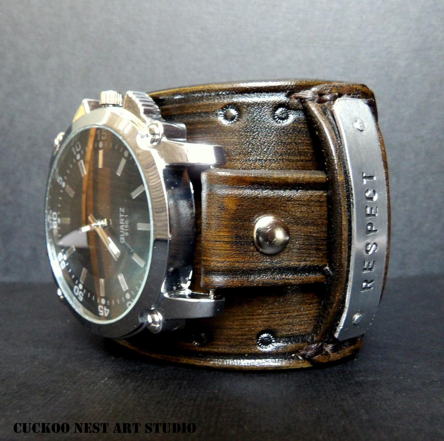 Mens Leather watch Personalized Wrist Watch Leather cuff
