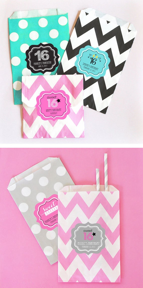 Sweet 16 Party Ideas Sweet Sixteen Party Favor Bags by ModParty