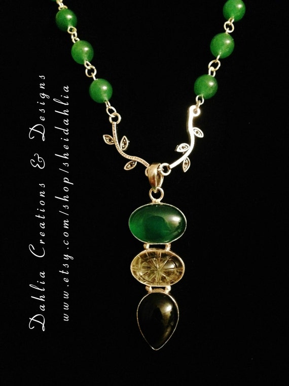Jade Necklace Green necklace Natural green jade by SheiDahlia