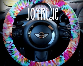 Steering Wheel Cover Tye Dye Rainbow- Cute Car Accessories Hippie Heated Gift for Girls Tie Dye Bohemian Keychain Christmas Favorite Rose