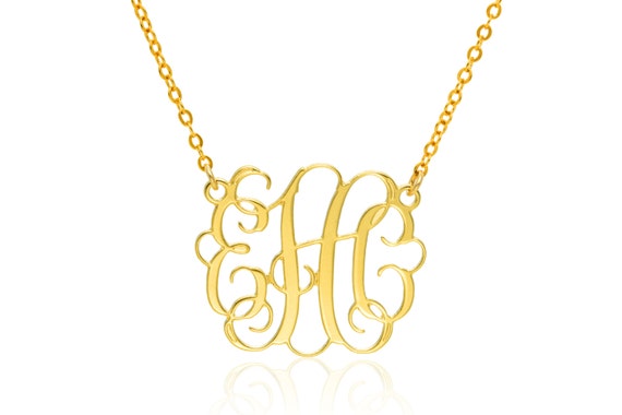 Monogram Necklace 1.3 inch 14k Gold filled Personalized