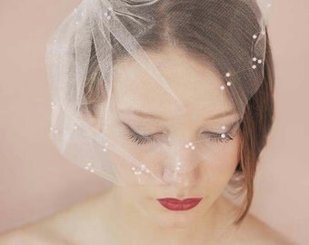 Ivory Wedding Veil,Birdcage Veil Pearls,Wedding Veil Birdcage,Wedding Veil Pearls,Short Wedding Veil,Bridal Veil Birdcage,Short Bridal Veil