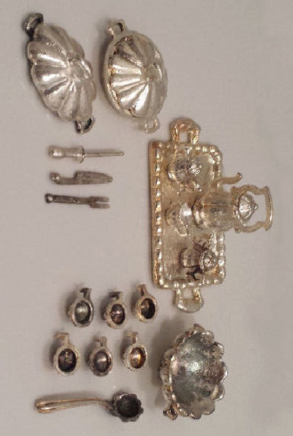 Miniature Dollhouse Dishes Tea Set Punch Bowl and Cups