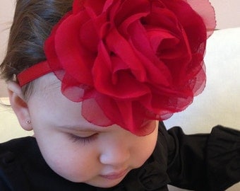 Oversized Red Rose Headband. Valentine's day headband. Christmas headband. Photography props.