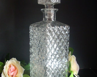 Vintage Glass Decanter,Whiskey Decanter, Liquor Decanter,Carafe,Kithcen Decor