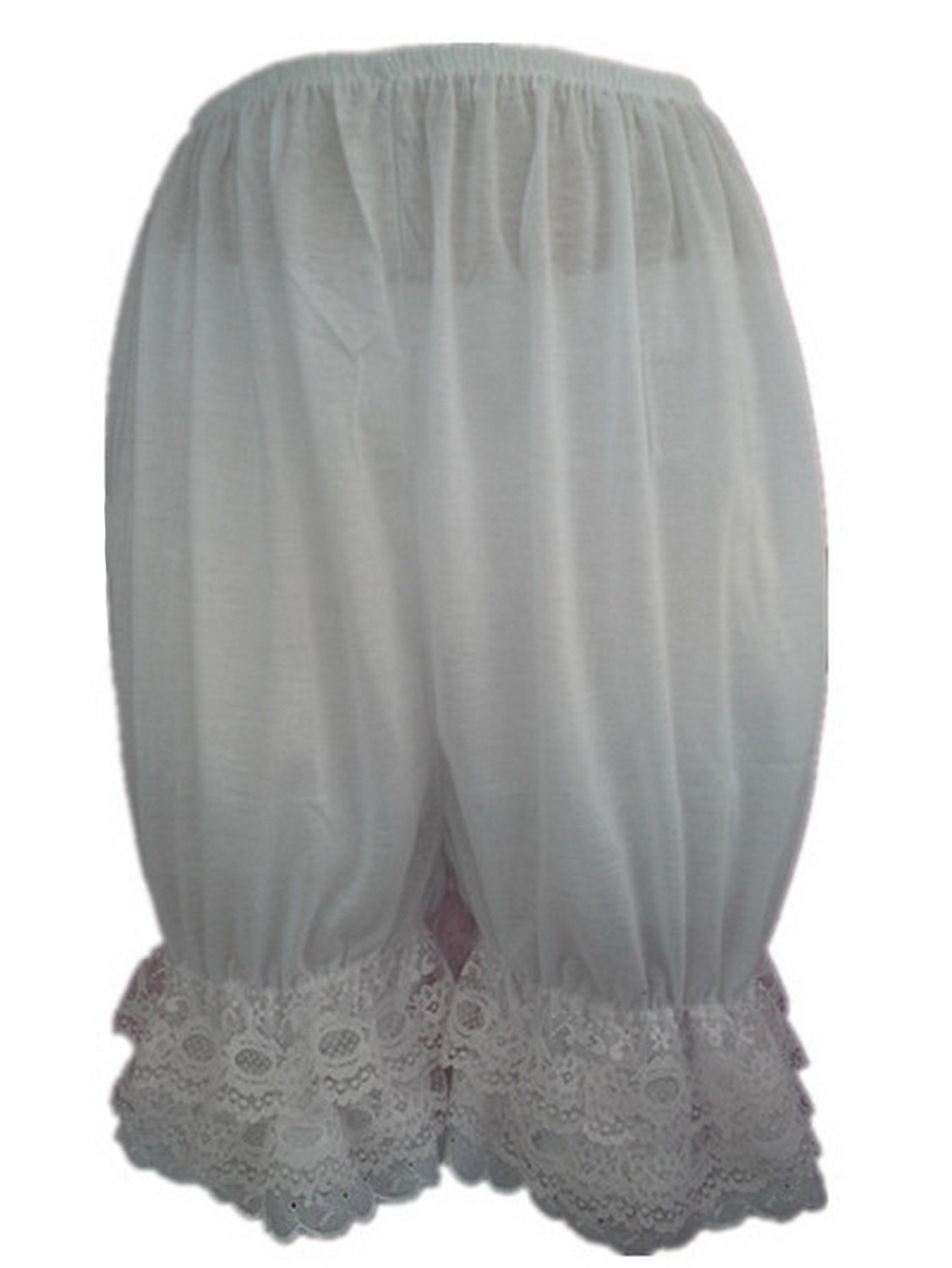 L5CWH WHITE Ruffle Rumba Frilly Bloomers Handmade Women Half