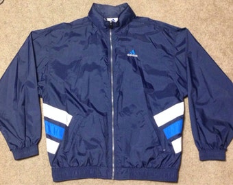 adidas windbreaker blue and white