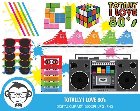 Totally I Love The 80's Digital Clip Art Instant