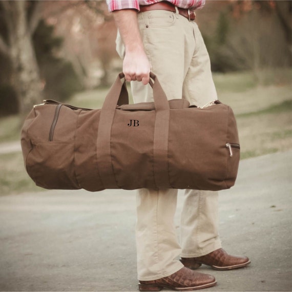Personalized Canvas Duffel Bag Groomsmen Gift Vintage Military
