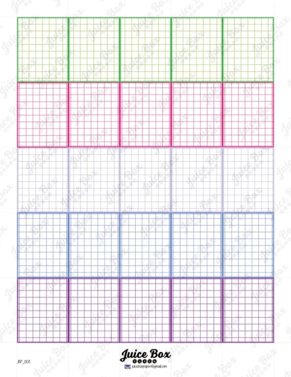 Items similar to Printable Colored Graph Paper Planner Squares for Erin Condren Life Planner PDF ...