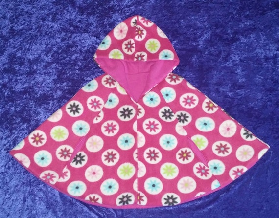 Reversible Carseat Poncho, carseat cape, kids fleece, kids hoodie, childrens clothing, winter cape, hooded coat, flower dress, fleece poncho