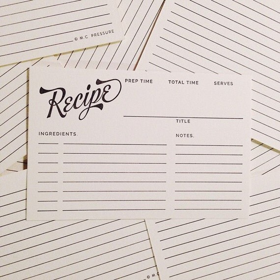Letterpress Recipe Cards Bakers Dozen 13 Count by MCPressure