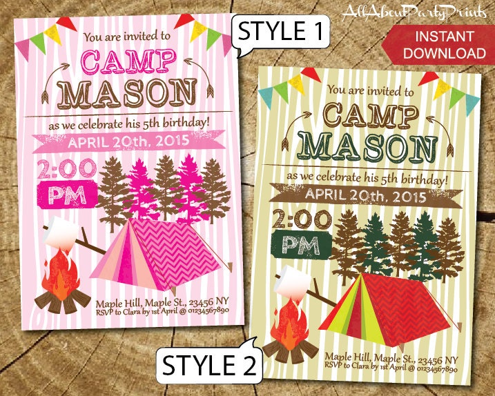 Camping Birthday Invitations Free Printable 8