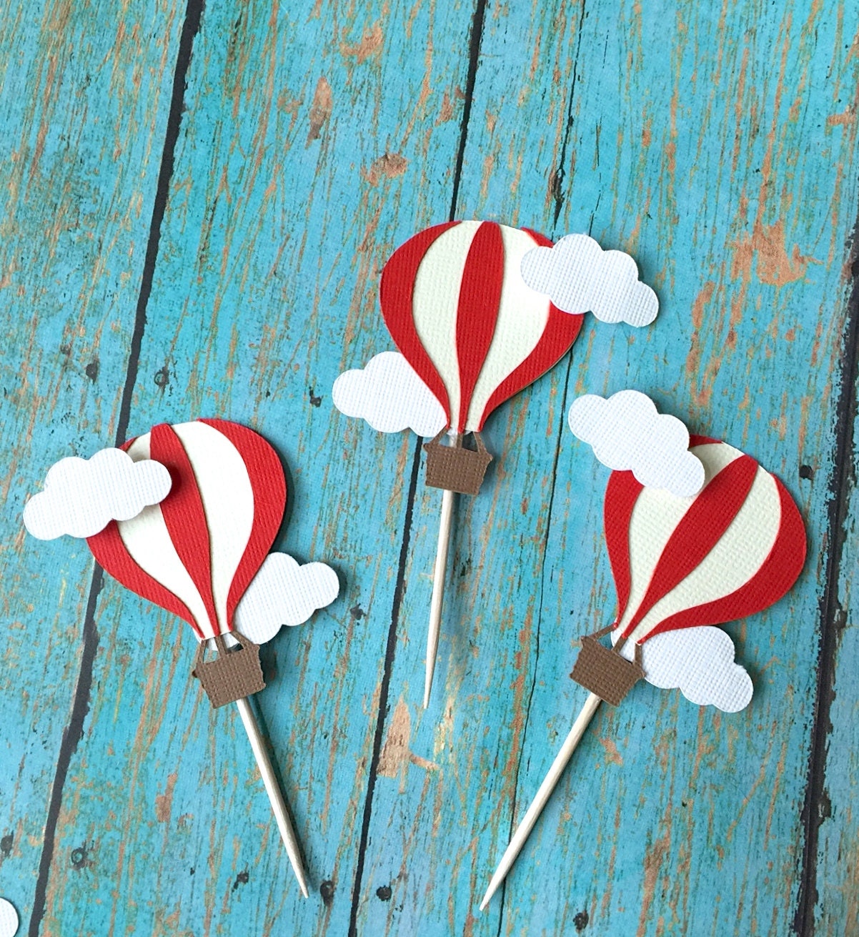 Hot Air balloon cupcake toppers Hot air by SweetLittlePieces