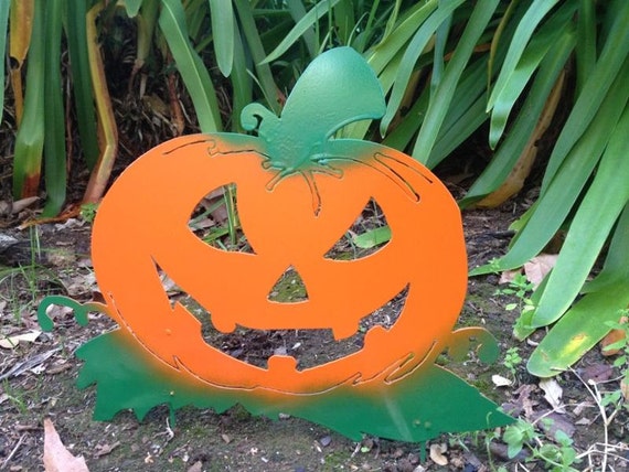 Scary Pumpkin Stake Halloween Metal Art by CoastalIronCrafts