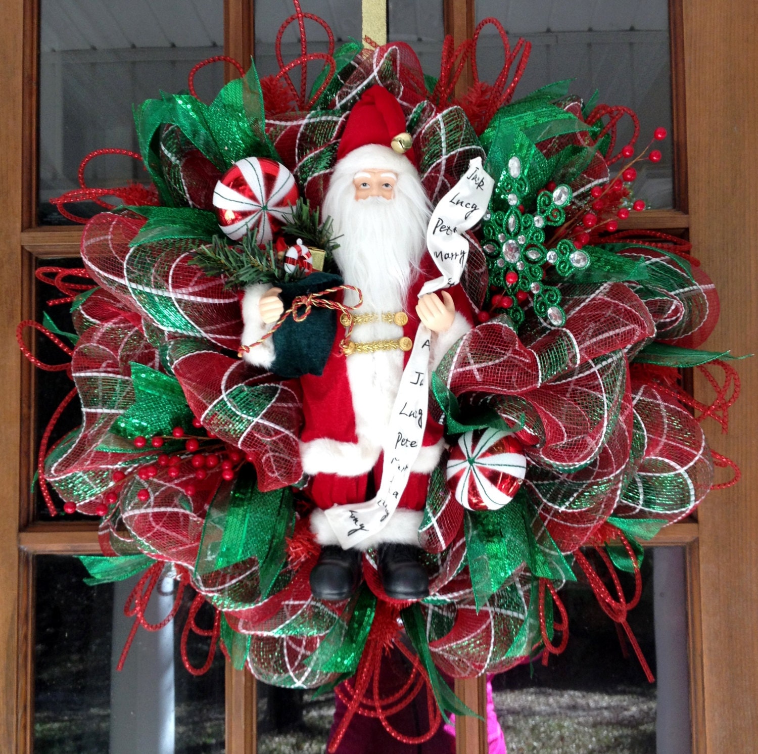 Santa Deco Mesh Wreath / Homemade Mesh by SouthernWhimsyStyle