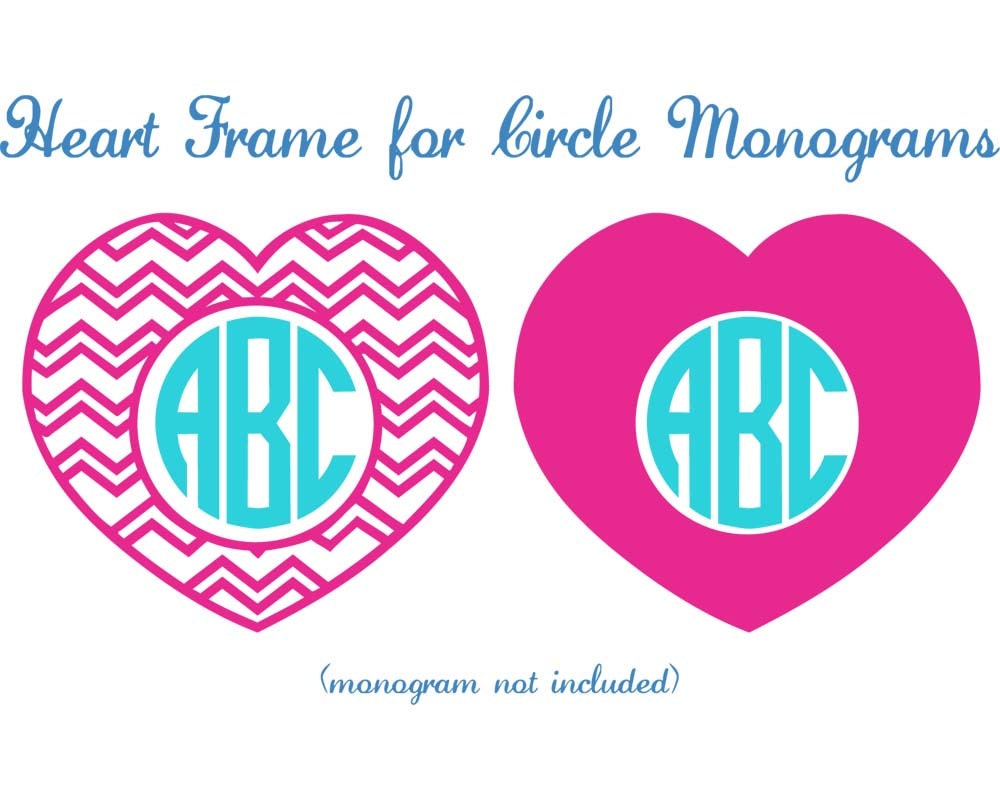 Download Heart Frame for Circle Monogram SVG DXF EPS for Cricut by ...