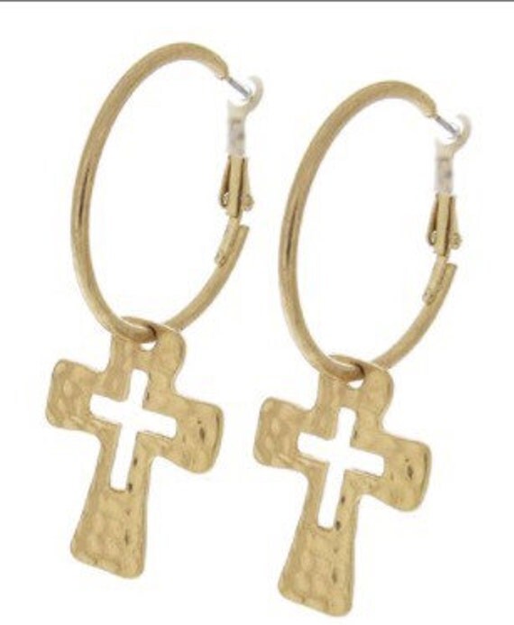 Gold Cross Earrings