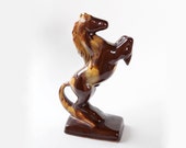 Horse, Blue Mountain Pottery, harvest gold, rearing horse, stallion, colletiables, vintage, antique