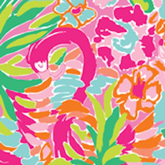 Lilly Pulitzer Fabric MULTI LULU Rayon flamingo