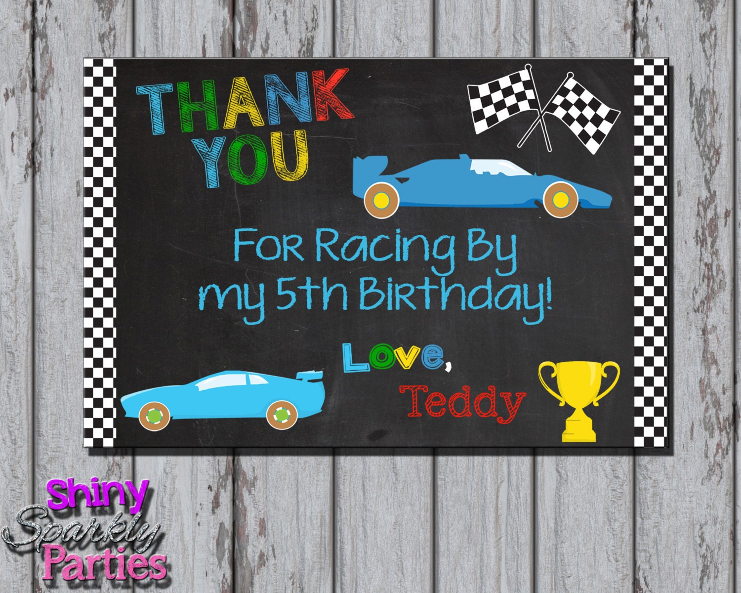 Printable RACE CAR THANK You Card Racing Thank You Card