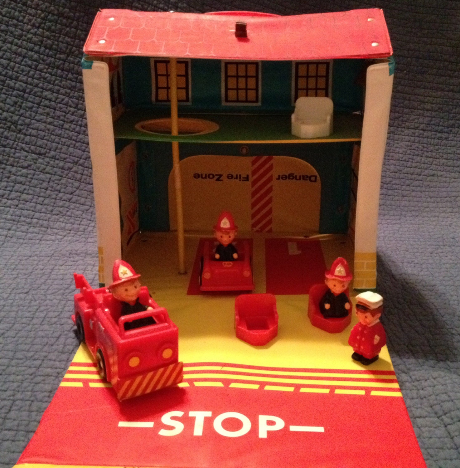 Sale Rare 1970s Ideal Toys Firehouse with accessories