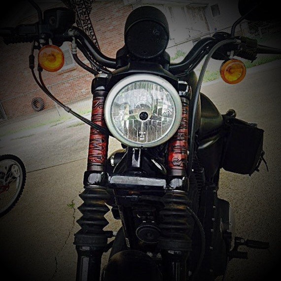Motorcycle fork covers customized with your design/logo.