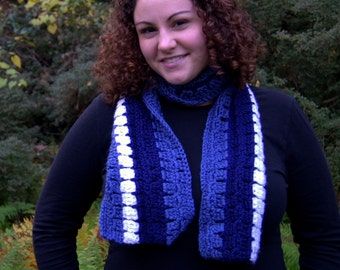Blue and White Crochet Scarf SALE was 17.00 NOW 10.00!!