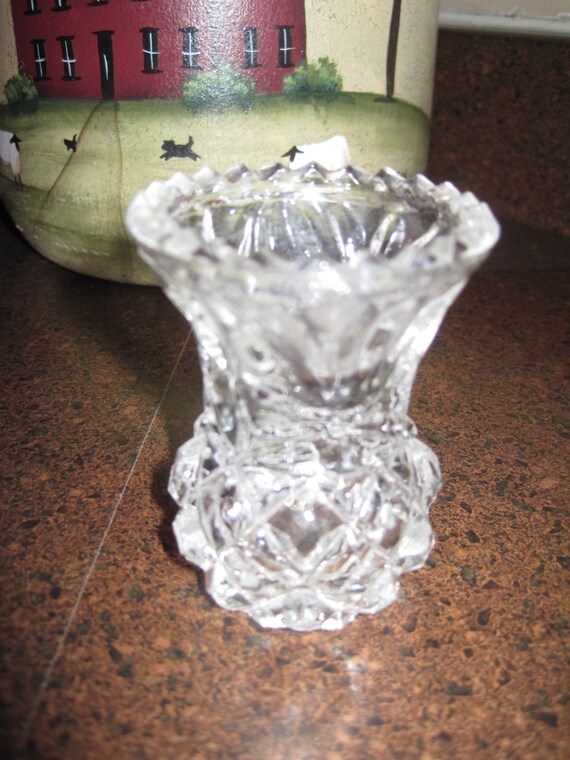 Vintage cut glass toothpick holder by Oldvintagenew on Etsy