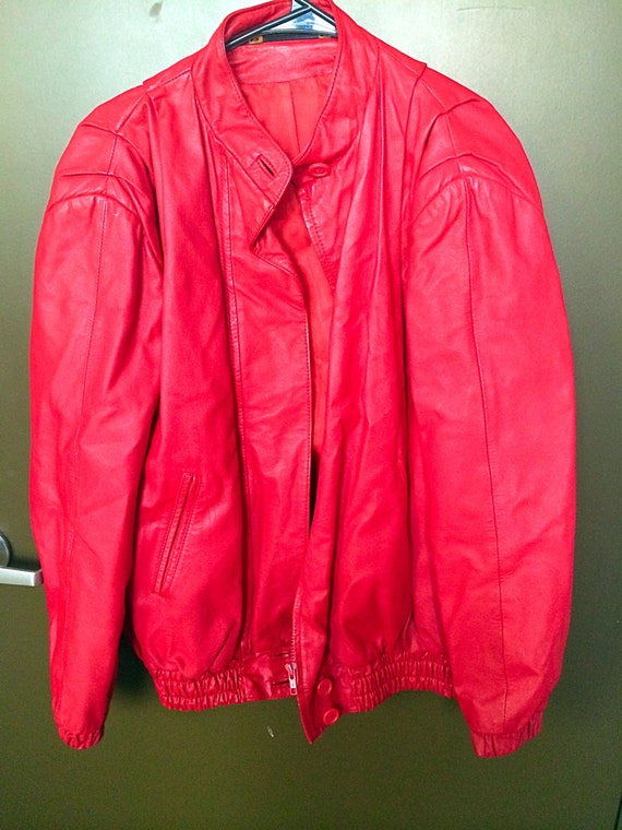 awesome 80s red leather jacket by AintYoMommasCloset on Etsy