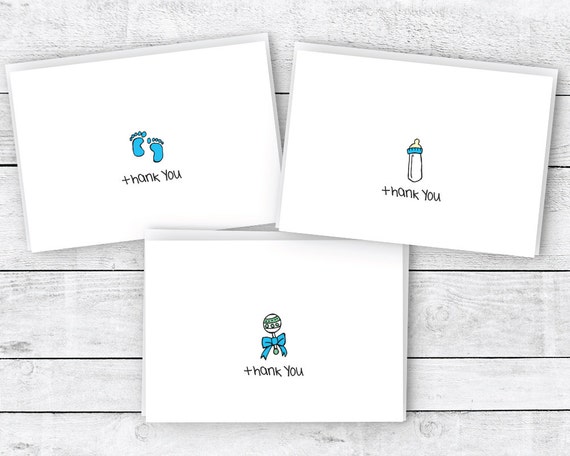 Sugartown Greetings Blue Baby Thank You Cards - 24 Cards With Envelopes & Stickers