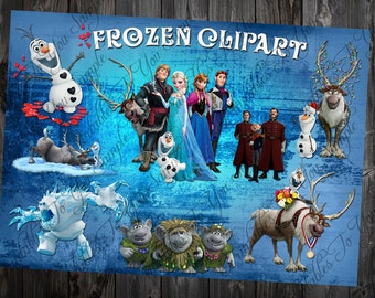 Frozen Clipart Printable Pictures - Transparent background Images - High definition 300 dpi PNG Photos + clipart Invitations commercial use