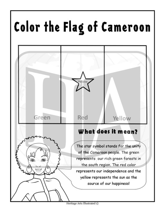 Download Items similar to BDOC-Flag of Cameroon Coloring Page on Etsy