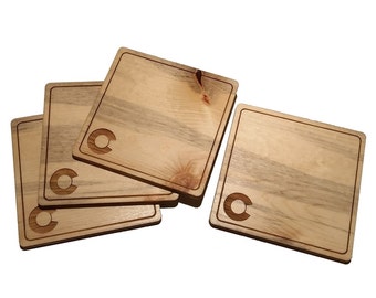 Set of 4 - Blue Pine Colorado Flag Coasters - Eco Friendly and Sustainable Gift - Reclaimed Colorado Beetle Kill Pine - Wooden Gifts