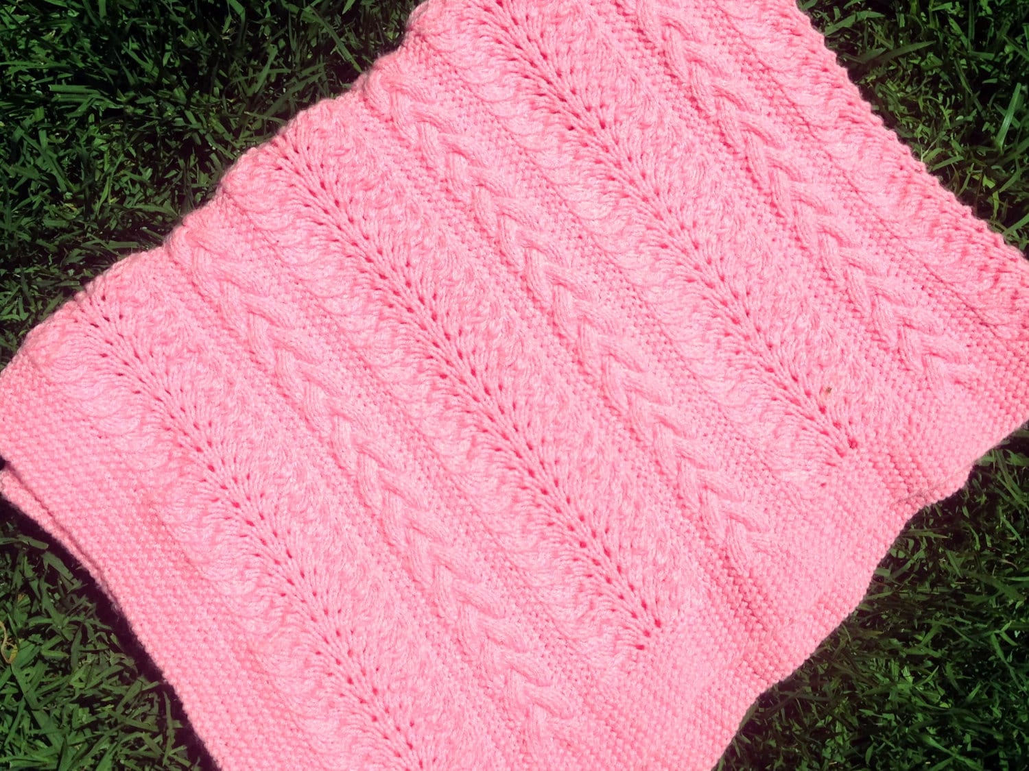 Baby Blanket Knitting Pattern Sandi Cable and Lace Baby
