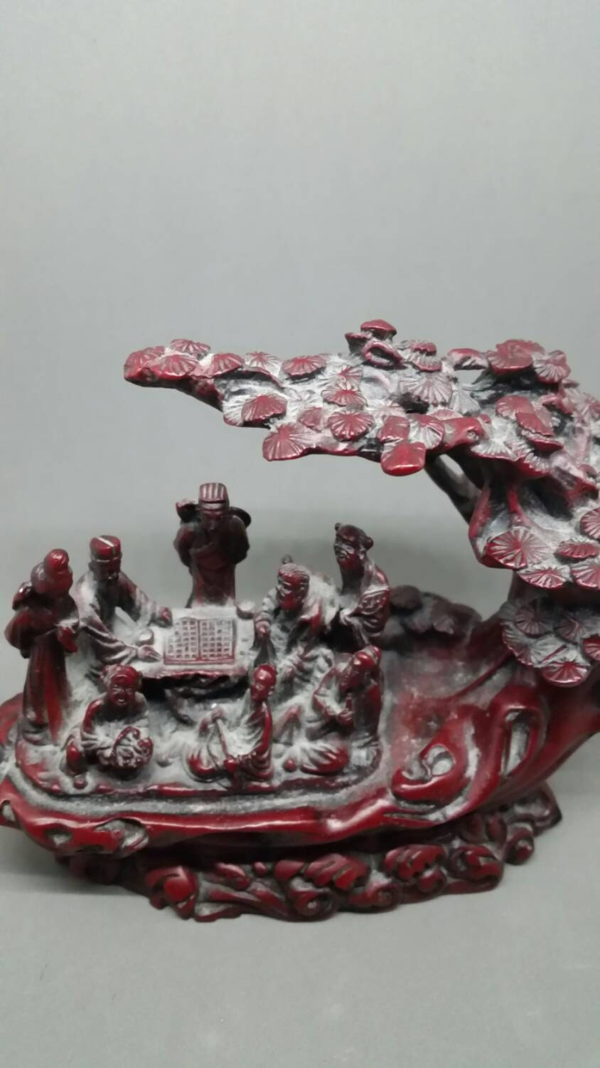 Antique Chinese Wood Carving Figural Scene by VivaEclecticVintage