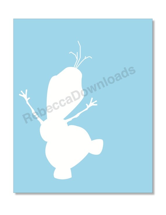 items similar to olaf frozen silhouette light blue print