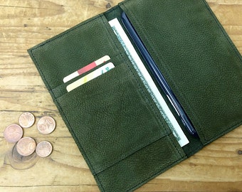 Sale! Dark Green Leather Wallet - Leather iPhone Wallet Case, iPhone 6 plus Wallet Case, womens and mens wallet Handmade
