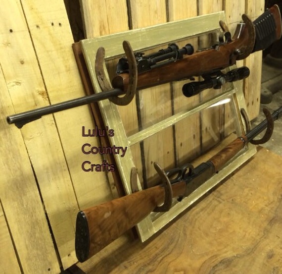 Vintage window horseshoe gun rack by LuLusCountryCrafts on Etsy