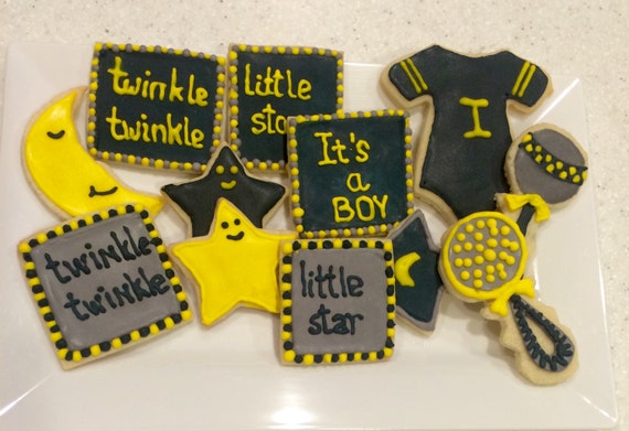 shower baby stars and moon theme and Choose your Moon stars Sugar Custom Cookies. theme. 12 Shower Baby