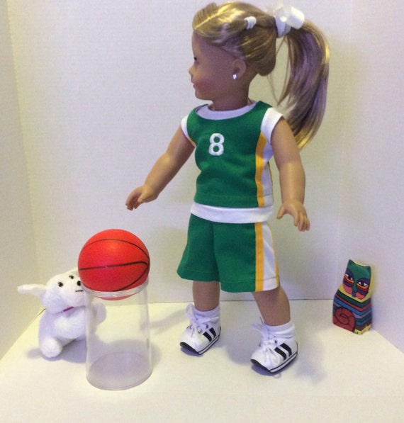 Items similar to Basketball Outfit for American Girl Doll 4 Piece Green