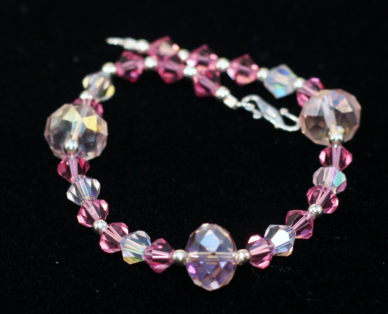 Bracelet with Pink Crystal Beads