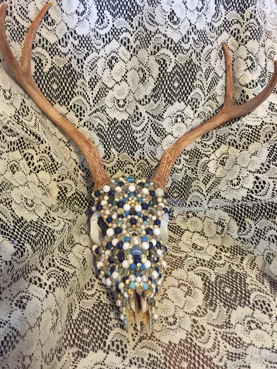 Beaded Deer Skull by SouthernRepurpose on Etsy