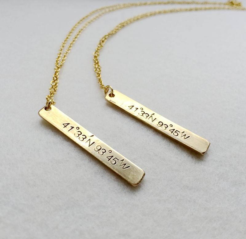 Custom Coordinates jewelry Coordinates bar necklace