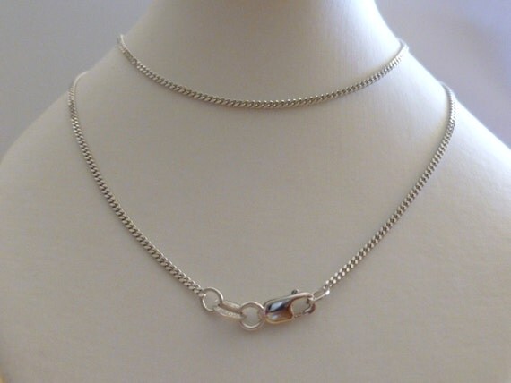 18ct Solid White Gold Curb Chain Ladies Necklace 45cm's