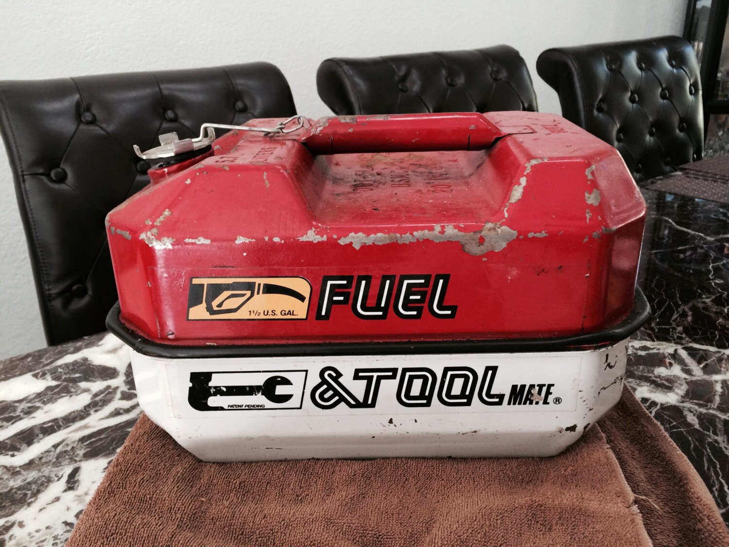 Vintage Blitz Fuel & Tool Mate gas can and tool box