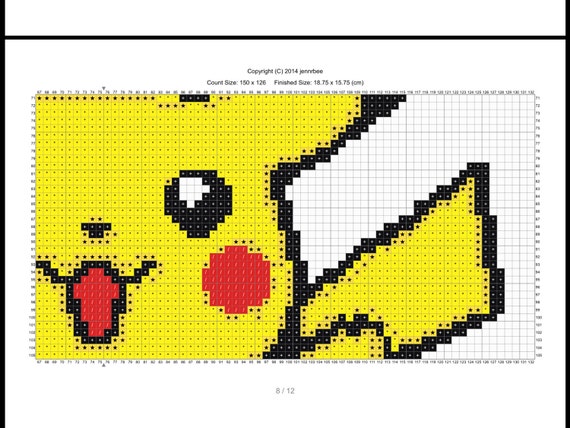 Pokemon pikachu large cross stitch graph pattern from jennrbeeStitches ...